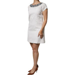 Dolce & Gabbana White Crystal Embellished Jacquard Brocade Mini Dress DR281326-40