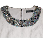 Dolce & Gabbana White Crystal Embellished Jacquard Brocade Mini Dress DR281326-40
