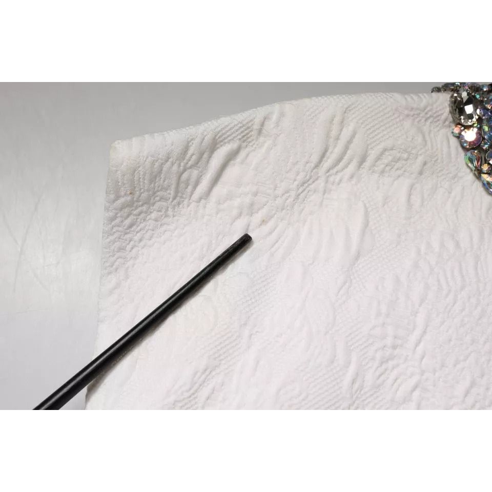 Dolce & Gabbana White Crystal Embellished Jacquard Brocade Mini Dress