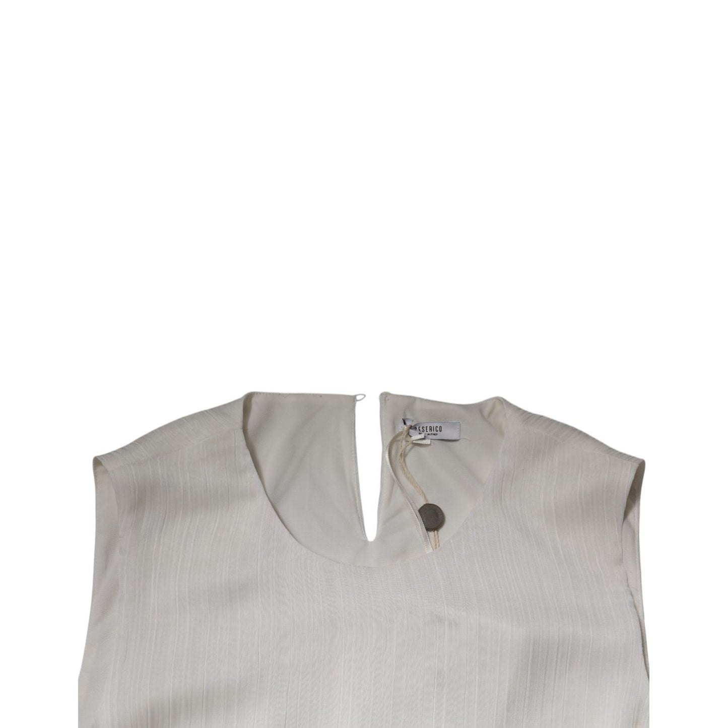 Peserico White Sleeveless Round Neck Shift Long Maxi Dress