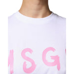 MSGM White Logo Print Cotton T-shirt Short Sleeves Mini Dress DR281356-40