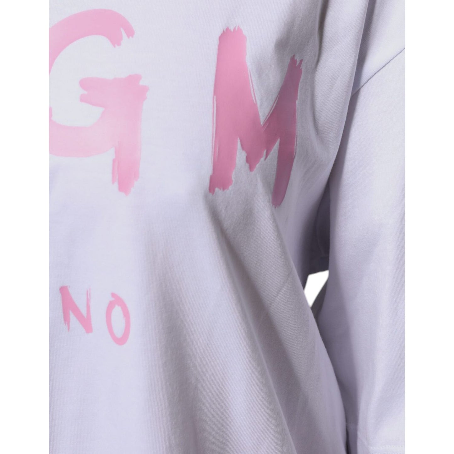 MSGM White Logo Print Cotton T-shirt Short Sleeves Mini Dress DR281356-40