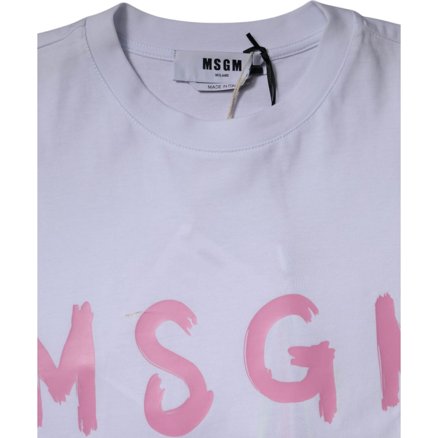 MSGM White Logo Print Cotton T-shirt Short Sleeves Mini Dress DR281356-40