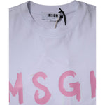 MSGM White Logo Print Cotton T-shirt Short Sleeves Mini Dress DR281356-40
