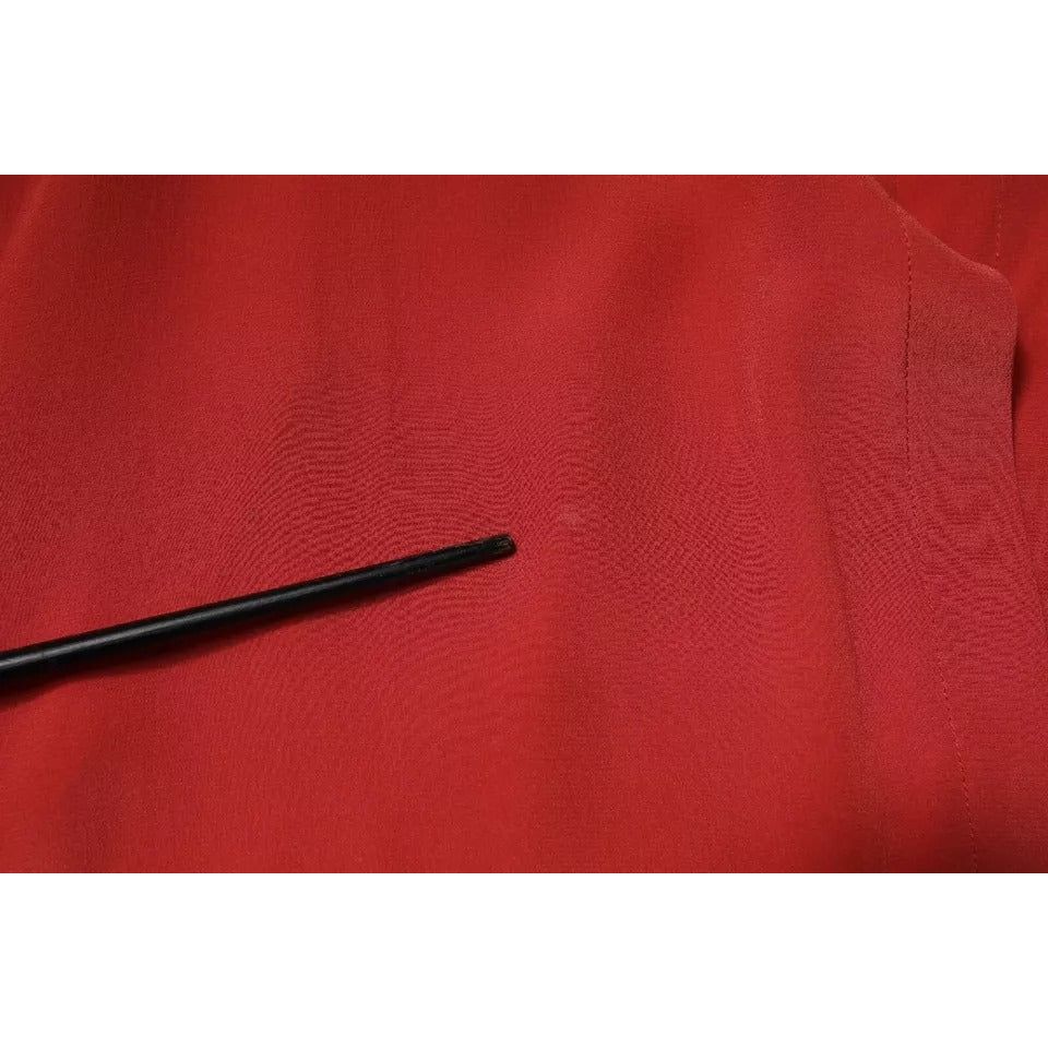 Peserico Red Long Sleeves Pencil Cut Drawstring Waist Dress DR281364-42