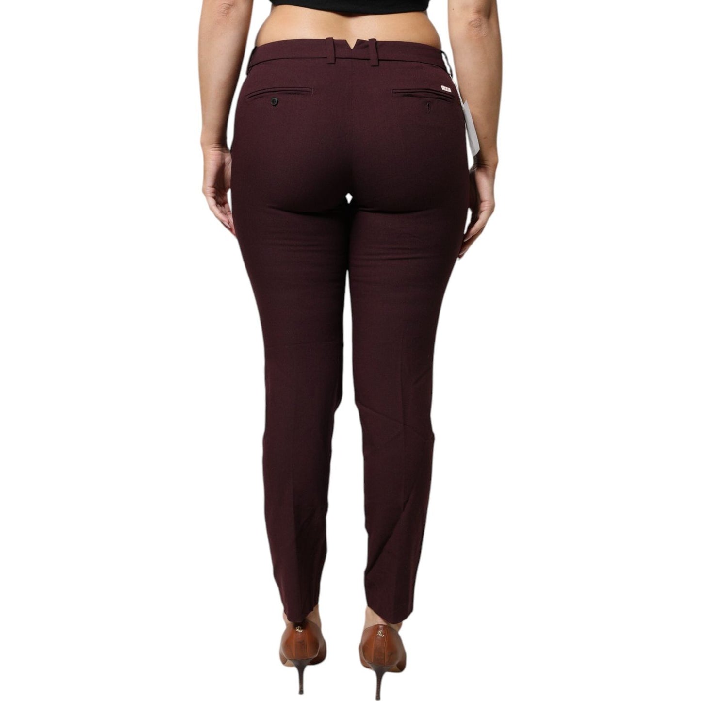 Aniye By Maroon Mid Waist Tapered Skinny Dress Pants PAN72639-42