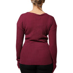 Roberto Cavalli Maroon Jumper Keyhole Knit Pullover Sweater SIG91888-46