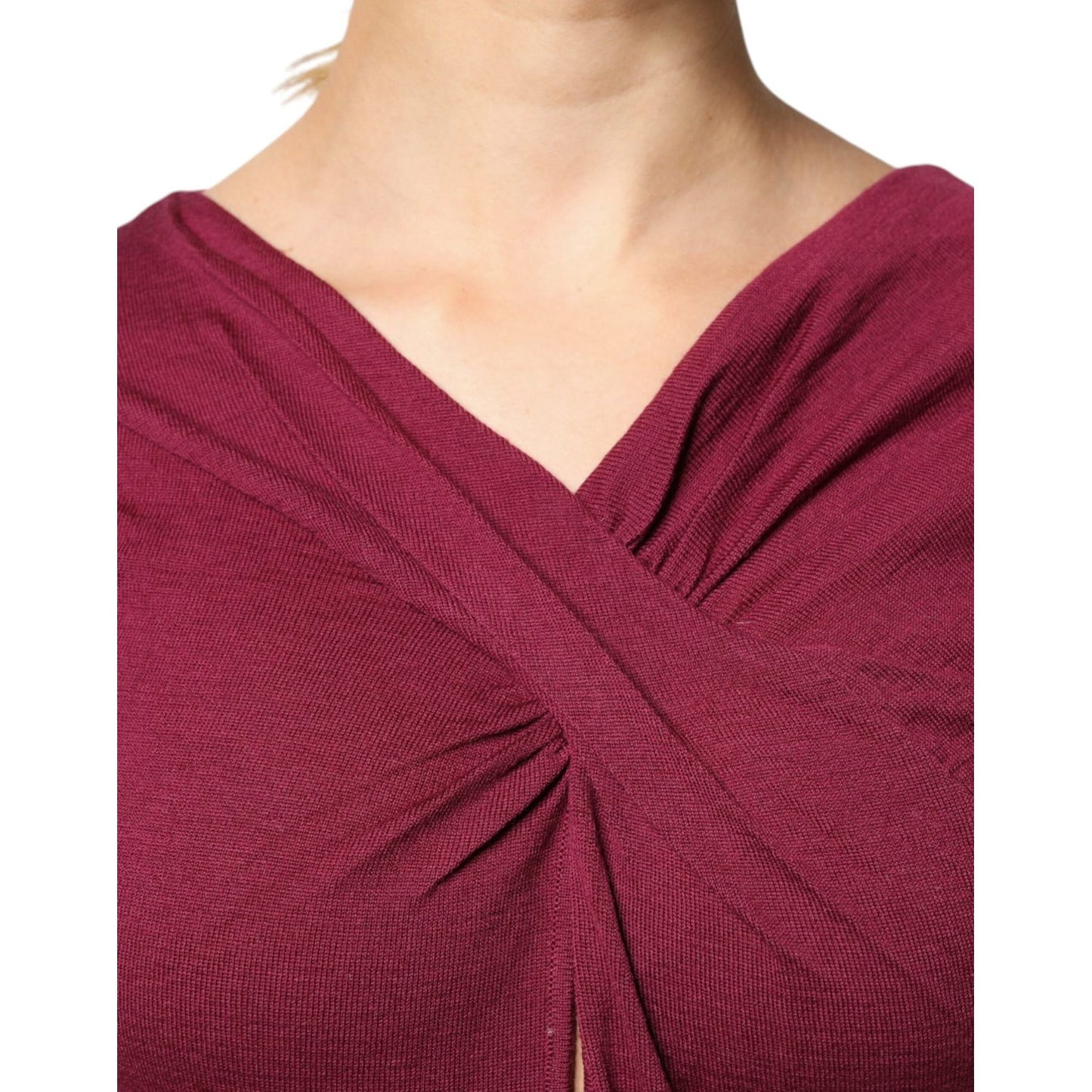 Roberto Cavalli Maroon Jumper Keyhole Knit Pullover Sweater SIG91888-46