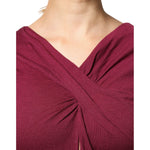 Roberto Cavalli Maroon Jumper Keyhole Knit Pullover Sweater SIG91888-46