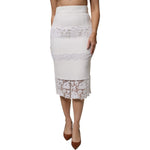 Dolce & Gabbana White Floral Lace High Waist Pencil Cut Skirt SKI2048-42