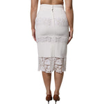 Dolce & Gabbana White Floral Lace High Waist Pencil Cut Skirt SKI2048-42