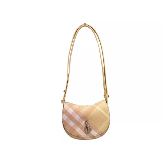 Burberry Mini Check Rocking Horse Crossbody Bag Purse Peach