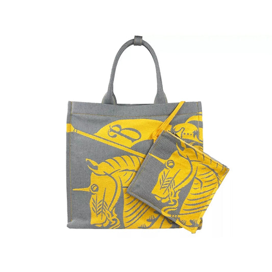 Burberry EKD Canvas Tote Bag With Coin Pouch Sunflower Gray