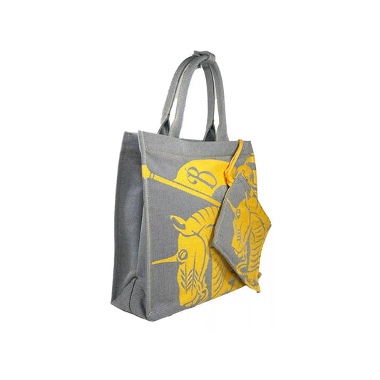 Burberry EKD Canvas Tote Bag With Coin Pouch Sunflower Gray