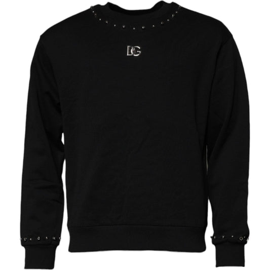 Dolce & Gabbana Black Logo Stud Pullover Sweatshirt Sweater TSH87208-46