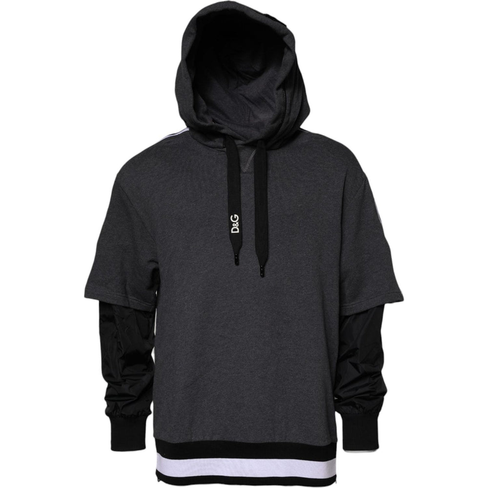 Dolce & Gabbana Melange Gray Cotton Hooded Sweatshirt Sweater TSH90059-50