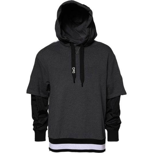 Dolce & Gabbana Melange Gray Cotton Hooded Sweatshirt Sweater TSH90059-50