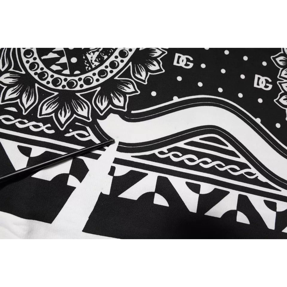 Dolce & Gabbana White Black Printed Cotton Sweatshirt Sweater TSH90063-50