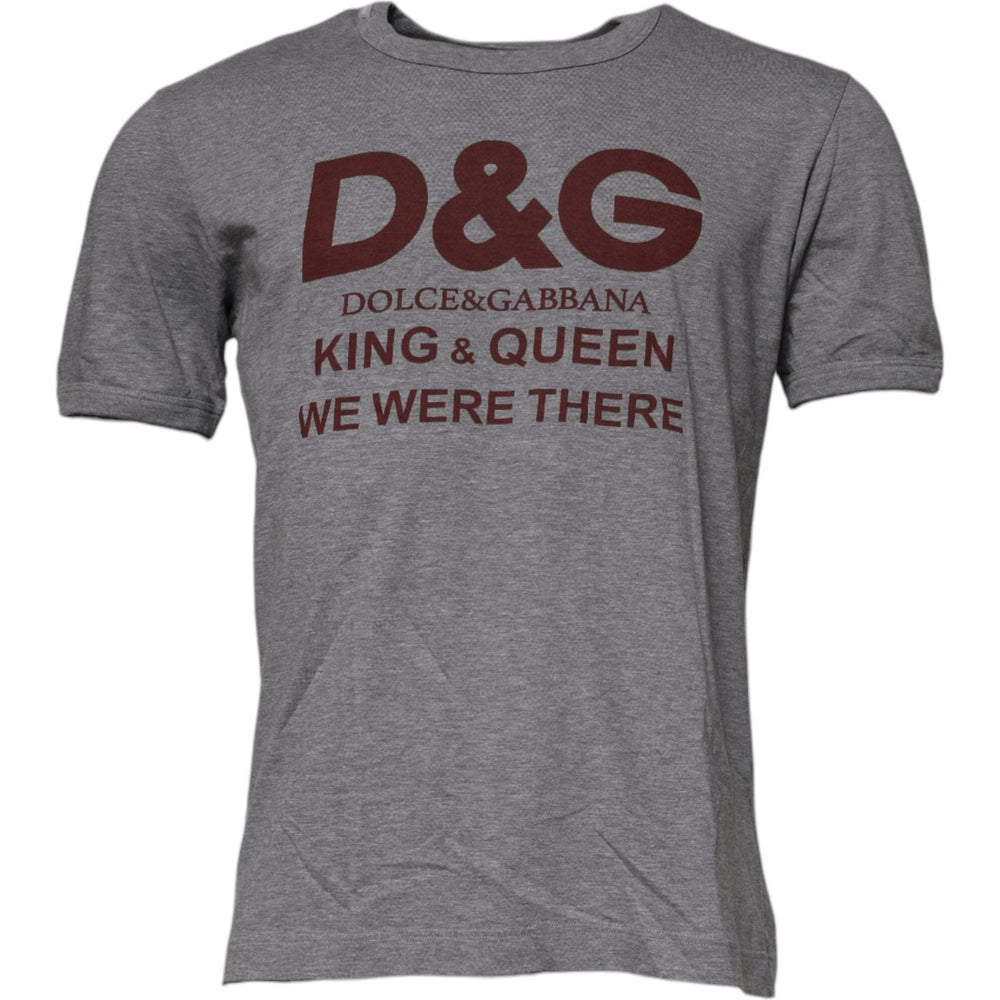Dolce & Gabbana Gray Logo Print Cotton Crew Neck Men T-shirt TSH90000-46