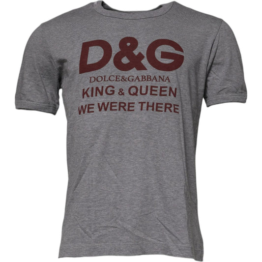 Dolce & Gabbana Gray Logo Print Cotton Crew Neck Men T-shirt TSH90000-46