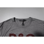 Dolce & Gabbana Gray Logo Print Cotton Crew Neck Men T-shirt TSH90000-46