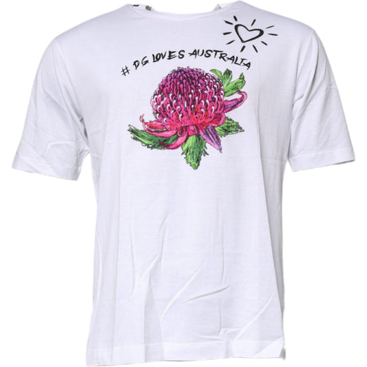 Dolce & Gabbana White Floral Print Cotton Crew Neck T-shirt TSH90022-48