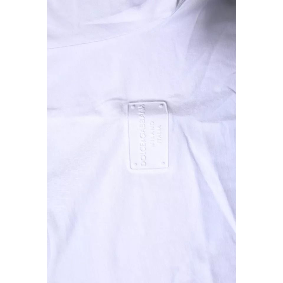 Dolce & Gabbana White Logo Plaque Cotton Crew Neck T-shirt