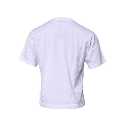 Dolce & Gabbana White Logo Patch Cotton Crew Neck T-shirt