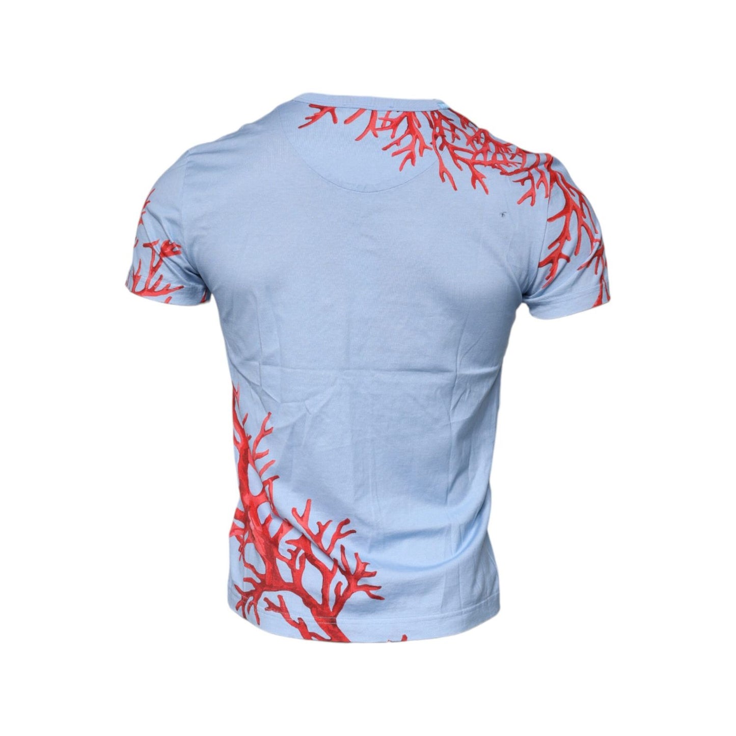 Dolce & Gabbana Light Blue Coral Cotton Men Crew Neck T-shirt