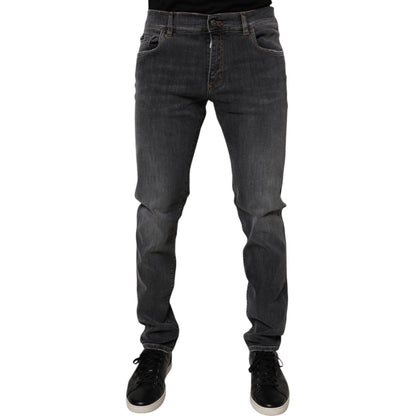 Dolce & Gabbana Dark Gray Washed Cotton Slim Fit Denim Jeans