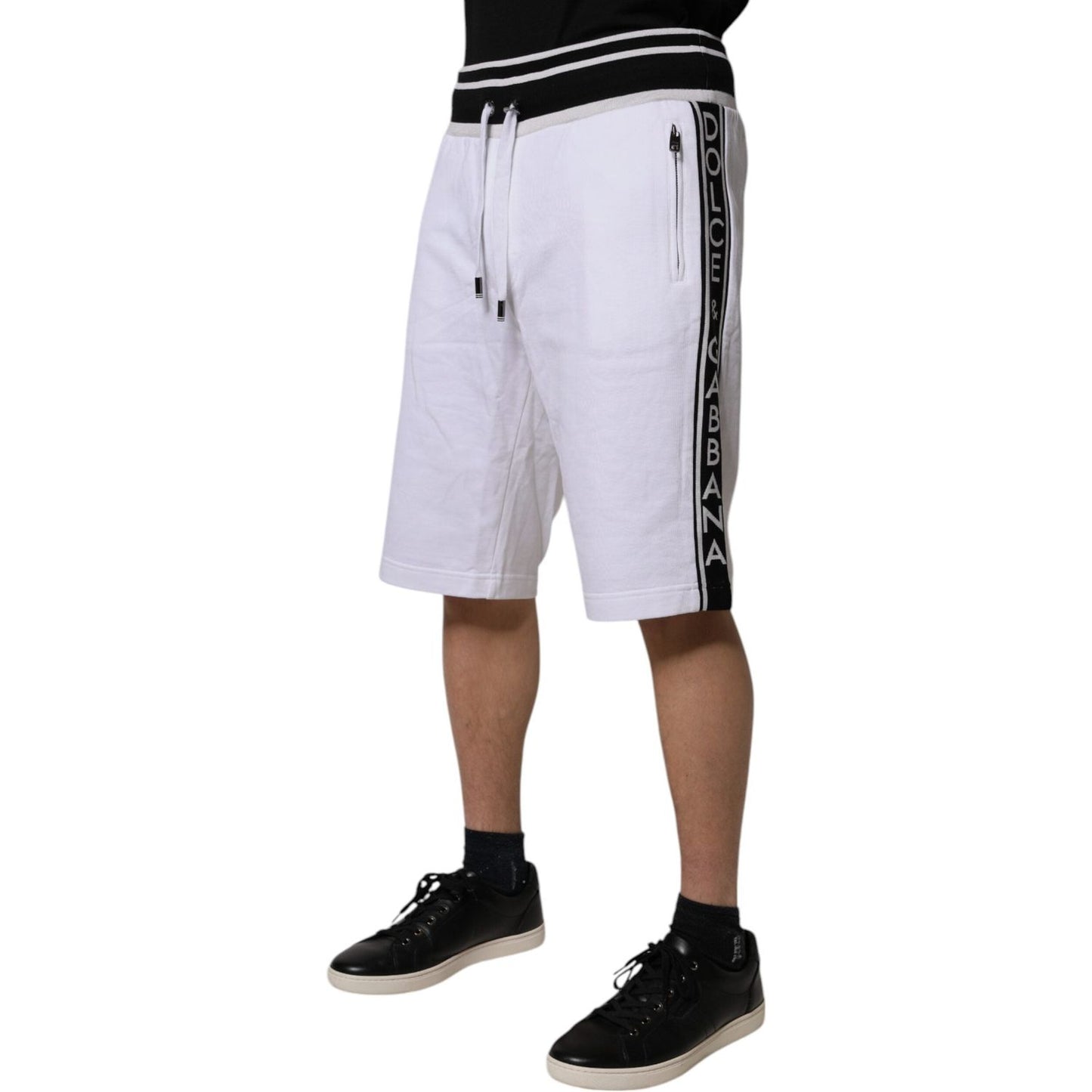 Dolce & Gabbana White Stripe Cotton DG King Bermuda Shorts PAN76021-44