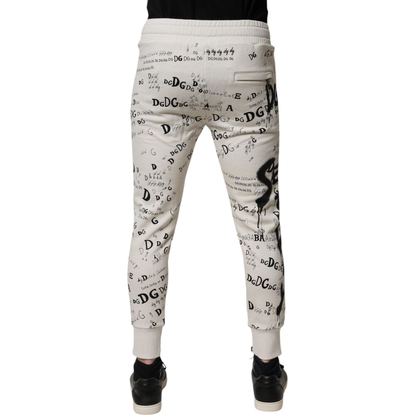 Dolce & Gabbana White Printed Cotton Jogger Sweatpants Pants PAN76026-46