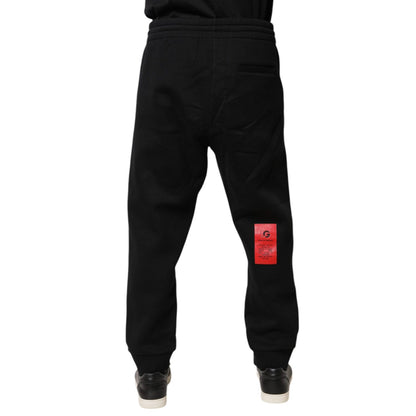 Dolce & Gabbana Black Logo Patch CottonJogger Sweatpants Pants