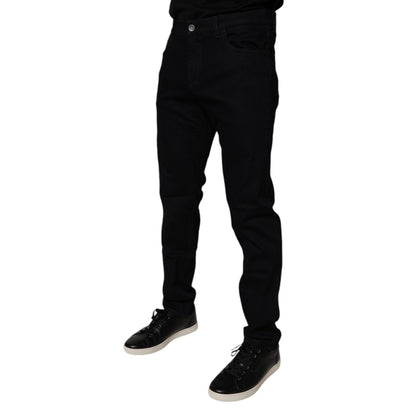 Dolce & Gabbana Black Cotton Stretch Slim Fit Men Denim Jeans
