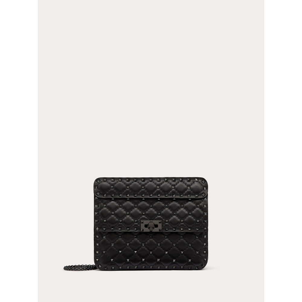 Valentino Garavani Black Nappa Leather Medium Rockstudt Spike Bag