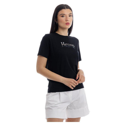 Herno Black Cotton Tops & T-Shirt HE-14898-IT44|L