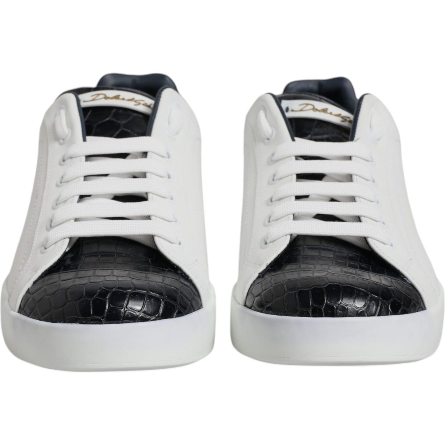 Dolce & Gabbana White Black Leather Portofino Sneaker Shoes MV7037-41.5