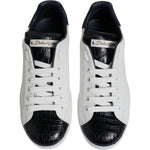 Dolce & Gabbana White Black Leather Portofino Sneaker Shoes MV7037-41.5