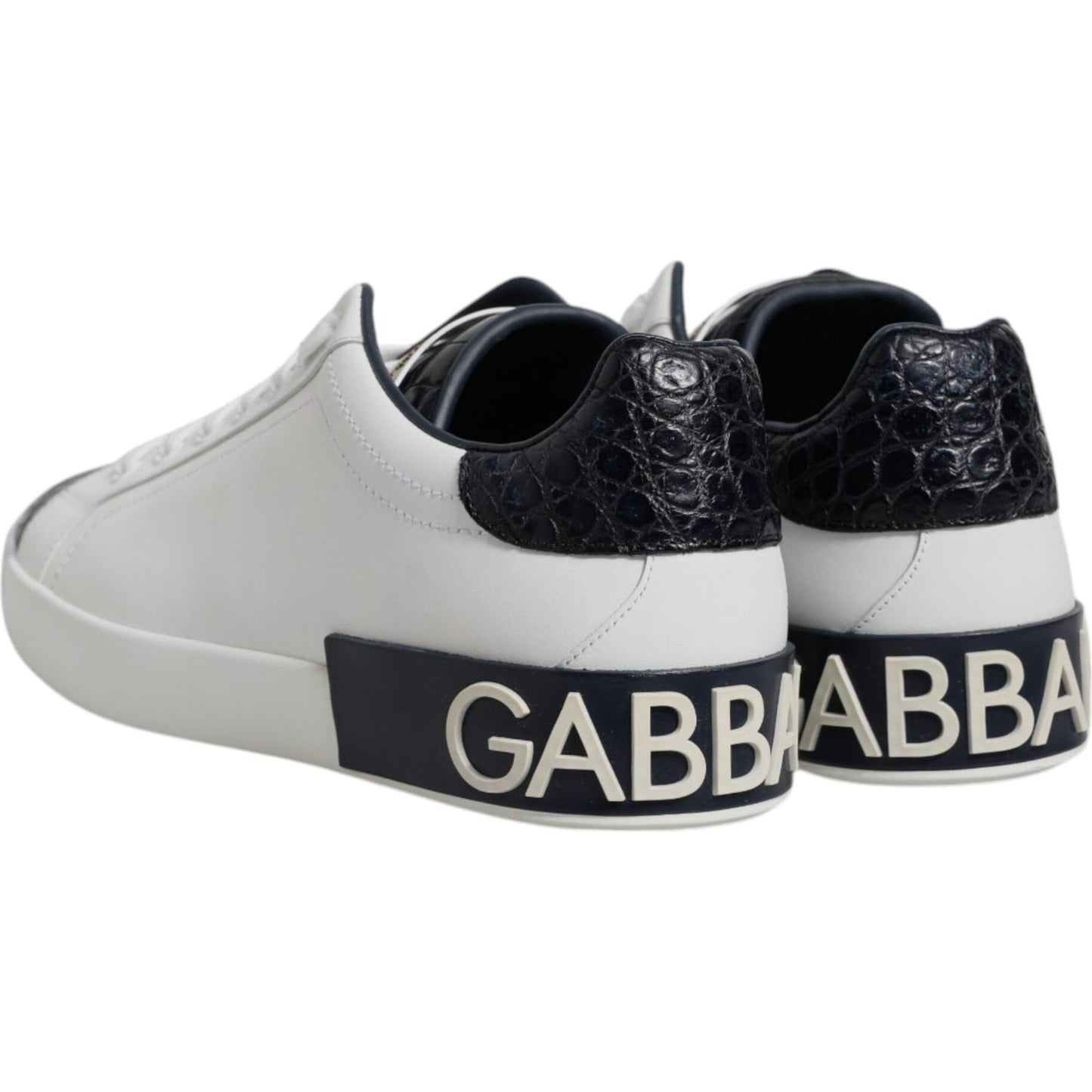 Dolce & Gabbana White Black Leather Portofino Sneaker Shoes MV7037-41.5