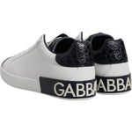 Dolce & Gabbana White Black Leather Portofino Sneaker Shoes MV7037-41.5