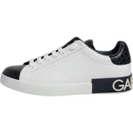 Dolce & Gabbana White Black Leather Portofino Sneaker Shoes MV7037-41.5