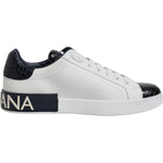 Dolce & Gabbana White Black Leather Portofino Sneaker Shoes MV7037-41.5