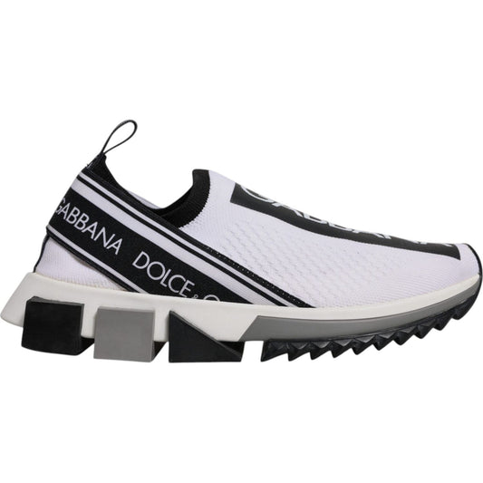 Dolce & Gabbana White Black Slip On Sorrento Sneakers Shoes