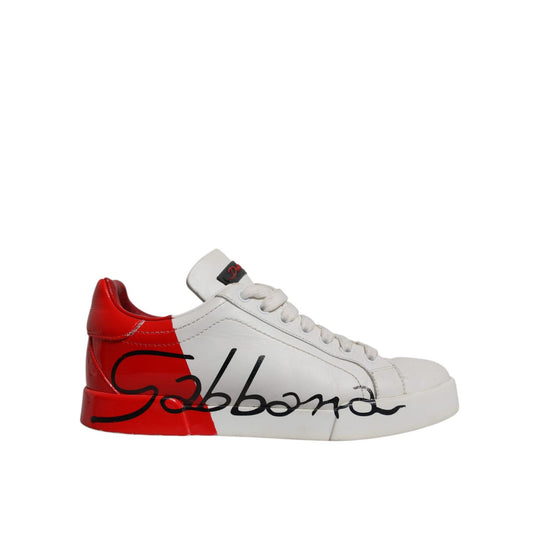 Dolce & Gabbana White Red Logo Portofino Sneakers Shoes Dolce & Gabbana
