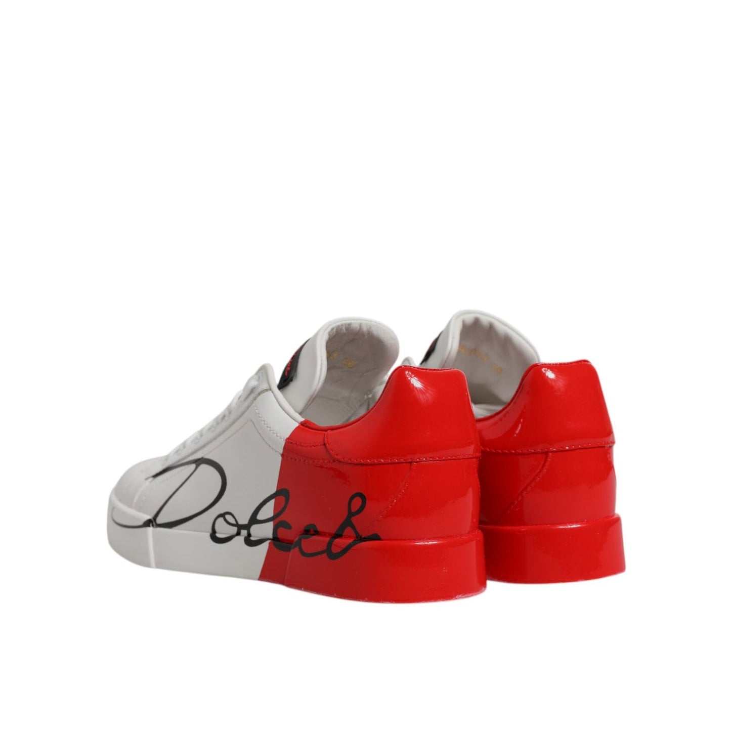 Dolce & Gabbana White Red Logo Portofino Sneakers Shoes
