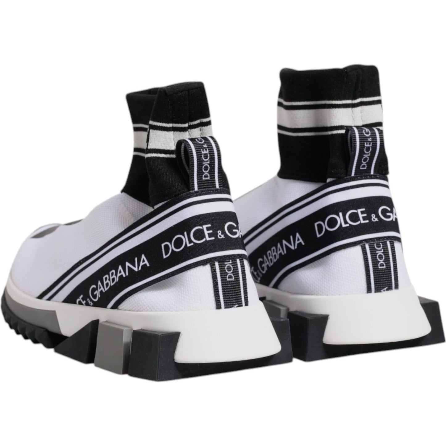 Dolce & Gabbana White Black Sorrento Socks Sneakers Shoes LA12445-36
