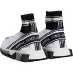 Dolce & Gabbana White Black Sorrento Socks Sneakers Shoes LA12445-36