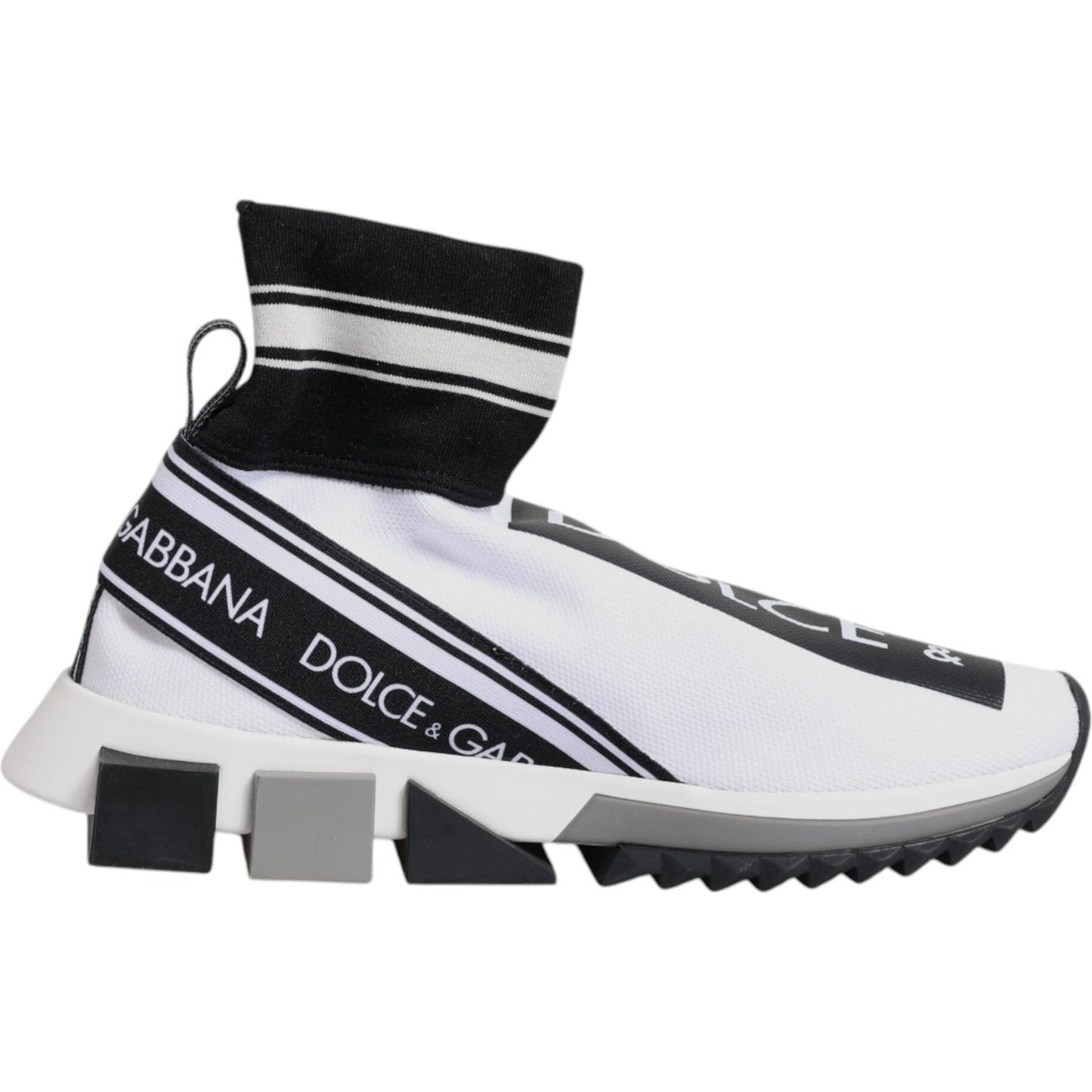Dolce & Gabbana White Black Sorrento Socks Sneakers Shoes LA12445-36