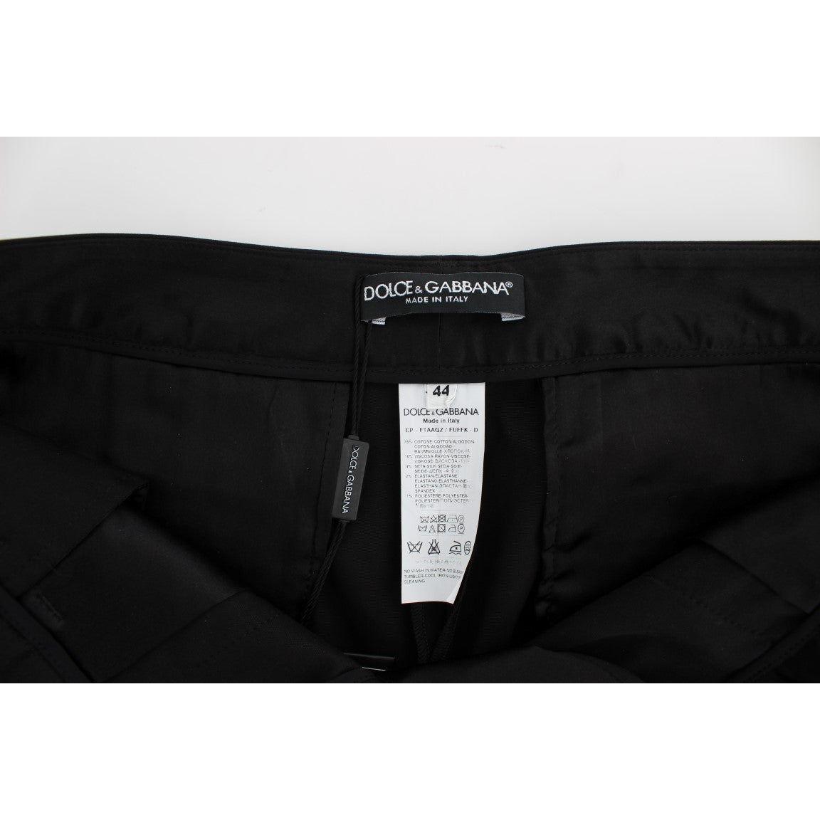 Dolce & Gabbana Black Cotton Stretch Torero Capris Pants