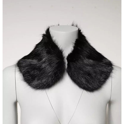 Dolce & Gabbana Black Fur Shawl Neck Wrap Cover Collar Scarf